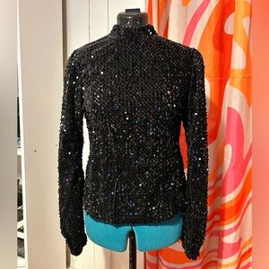 Long sleeve sequin velvet party top